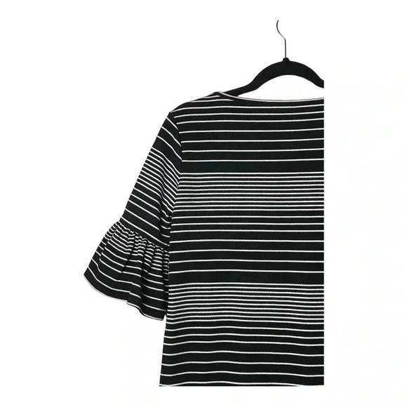 1313. MAX STUDIO BELL HALF SLEEVE SHIFT DRESS STRIPES BLACK/WHITE IN COLOR XSM - Picture 9 of 10